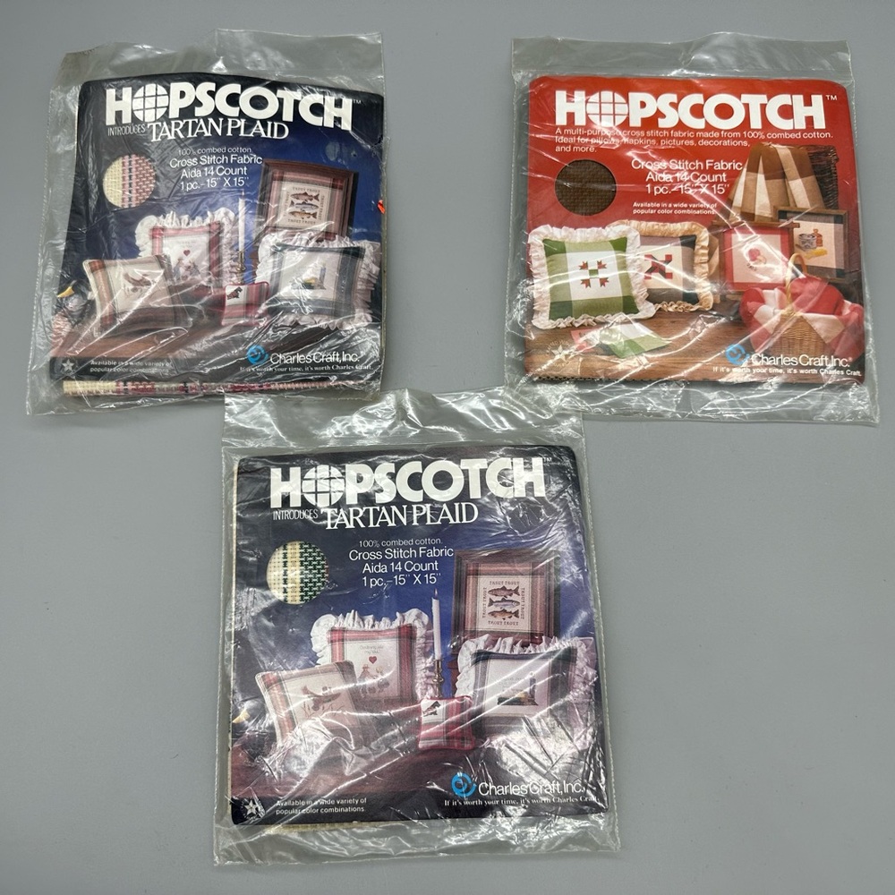 Counted Cross Stitch plaid fabric x3 craft packs